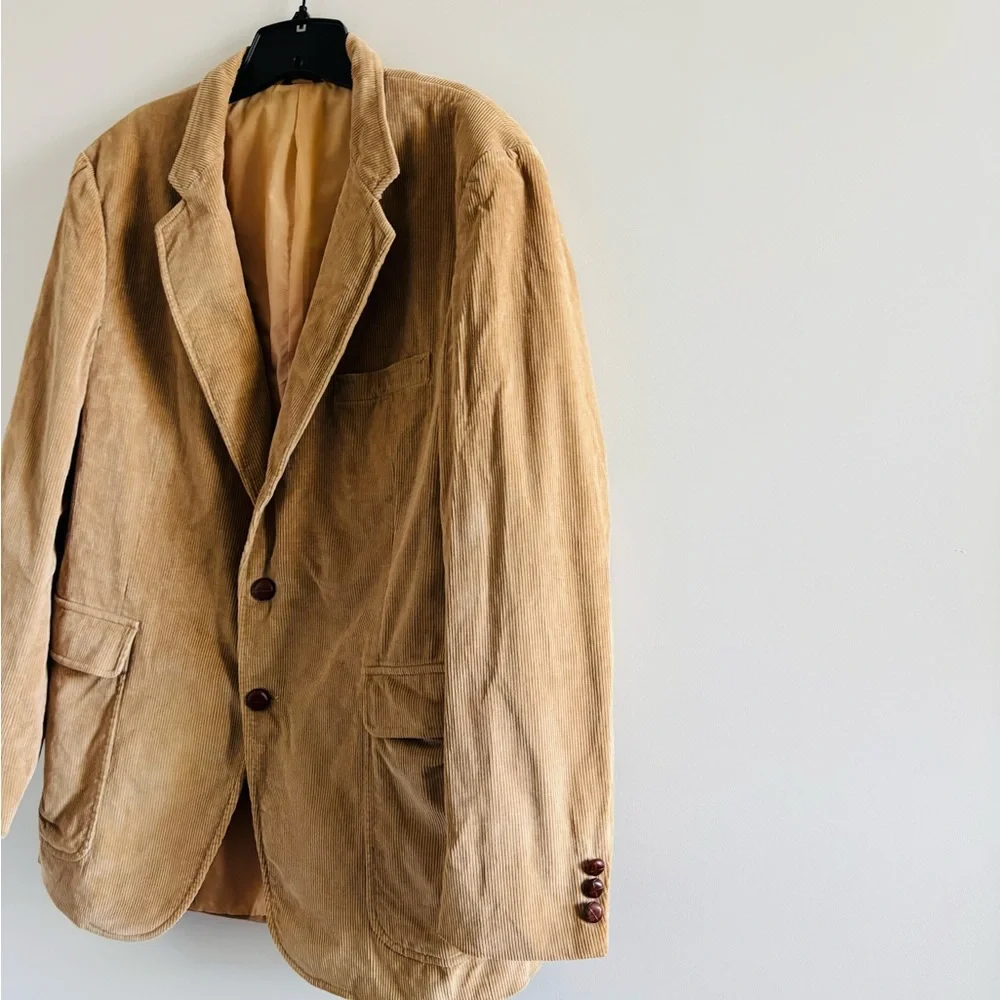 Unbranded Mens VTG Blazer Sport Coat Tan Corduroy 2 Button 42L Western Preppy